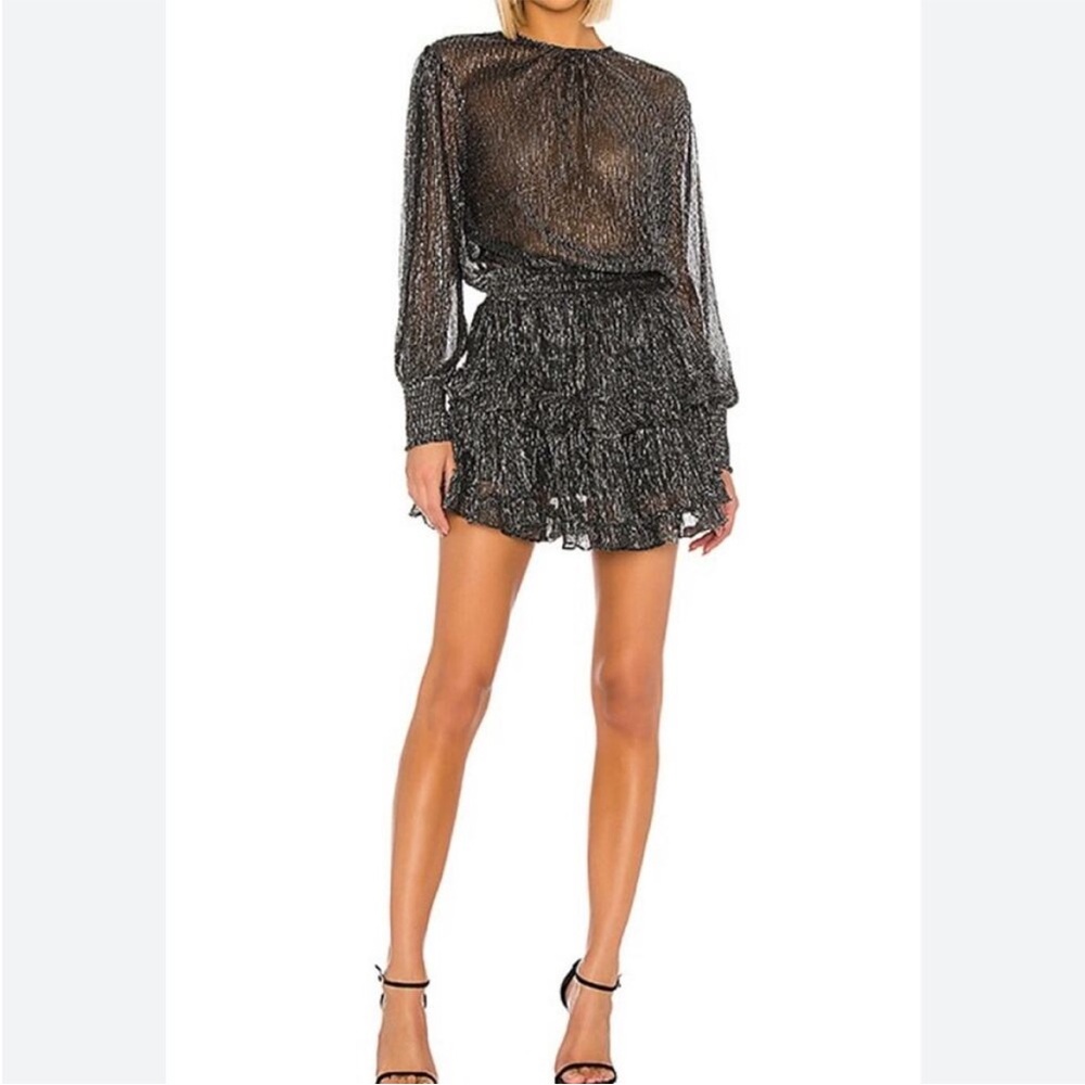 Misa X Revolve Katia Dress Metallic Black M NWT Fairy Whimsigoth Disco Romantic